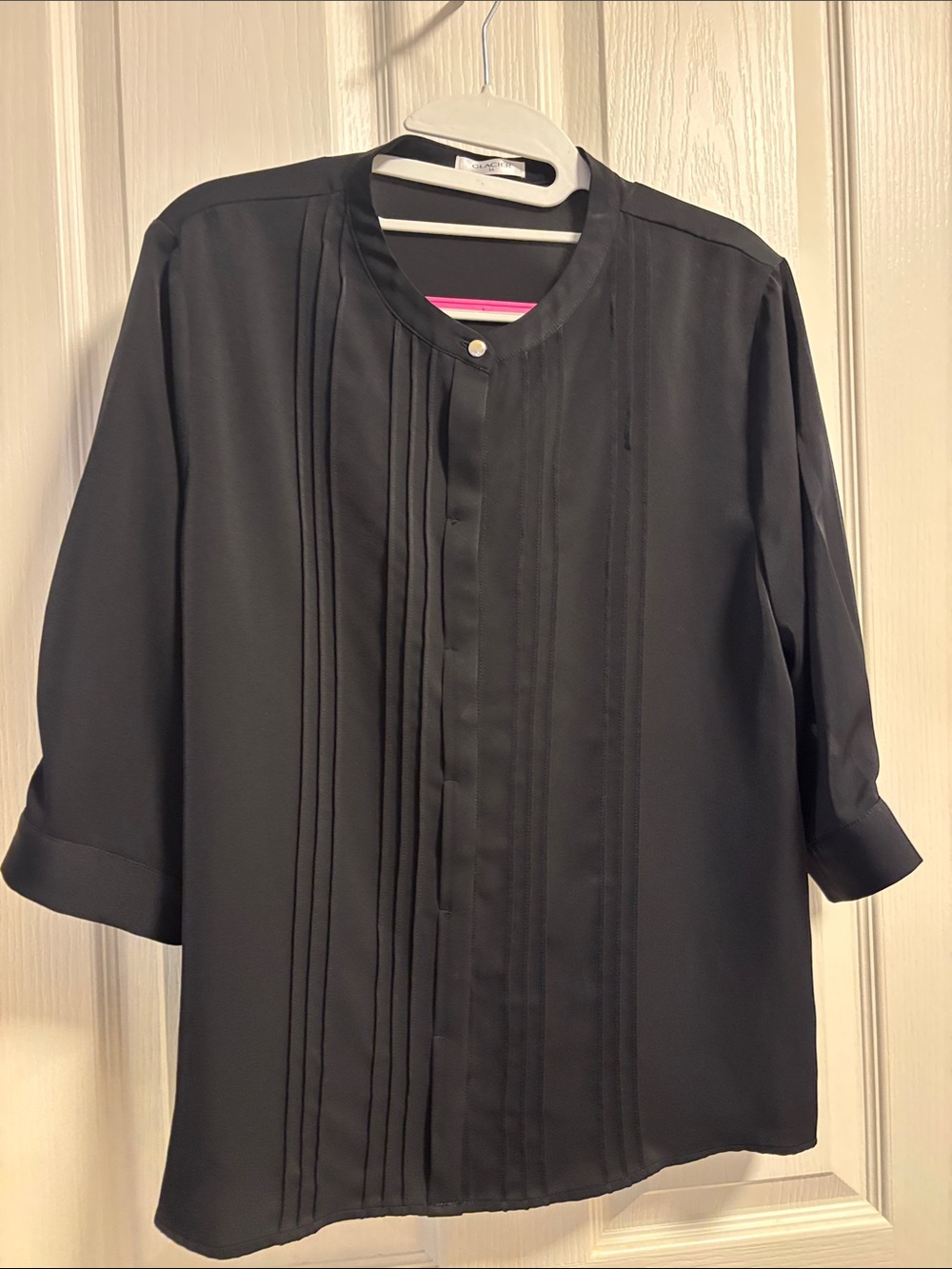 Women's Black Pleated-Front Blouse Jacket